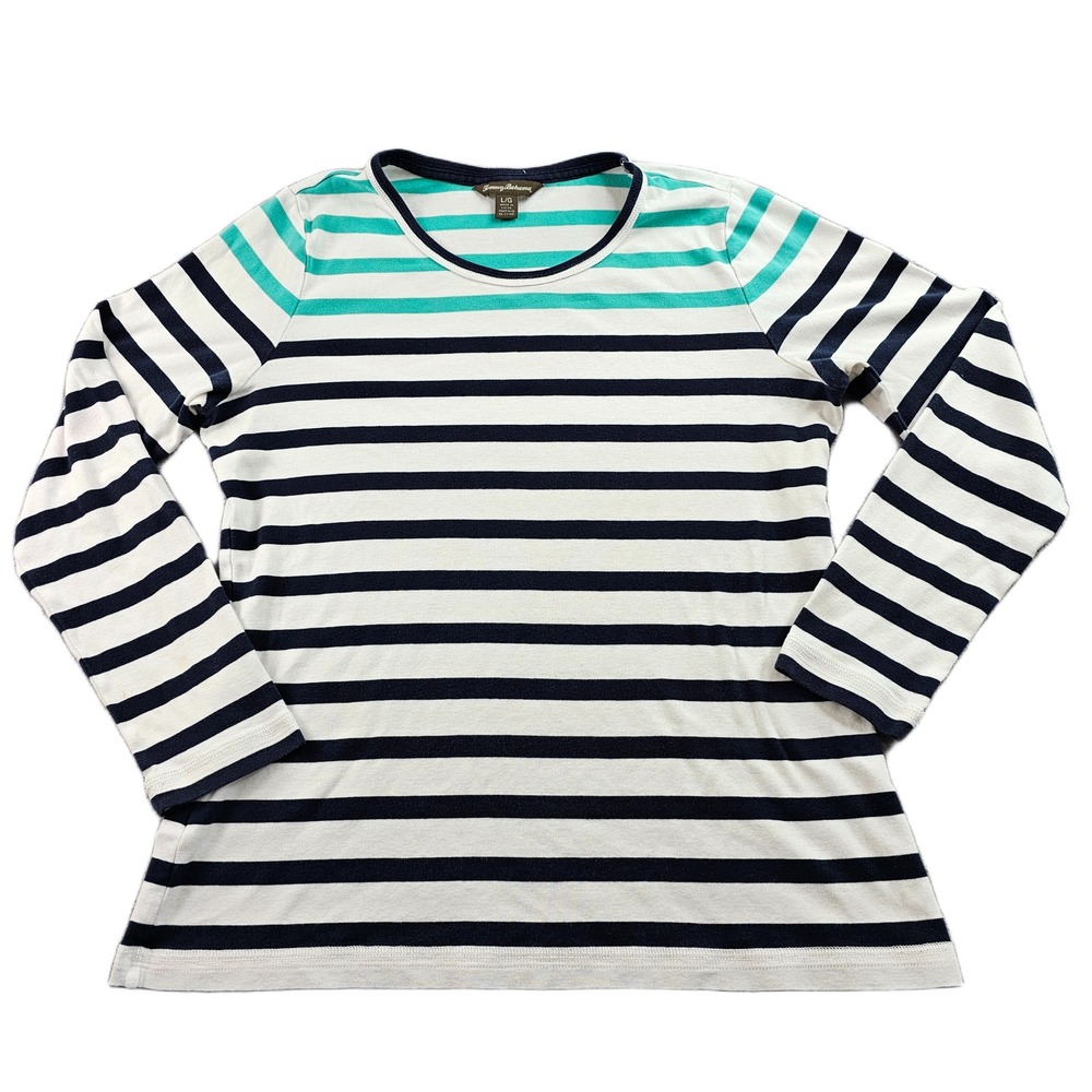 Tommy Bahama‎ T-Shirt Womens Large Multi Striped Long Sleeve Crew Neck Pullover
